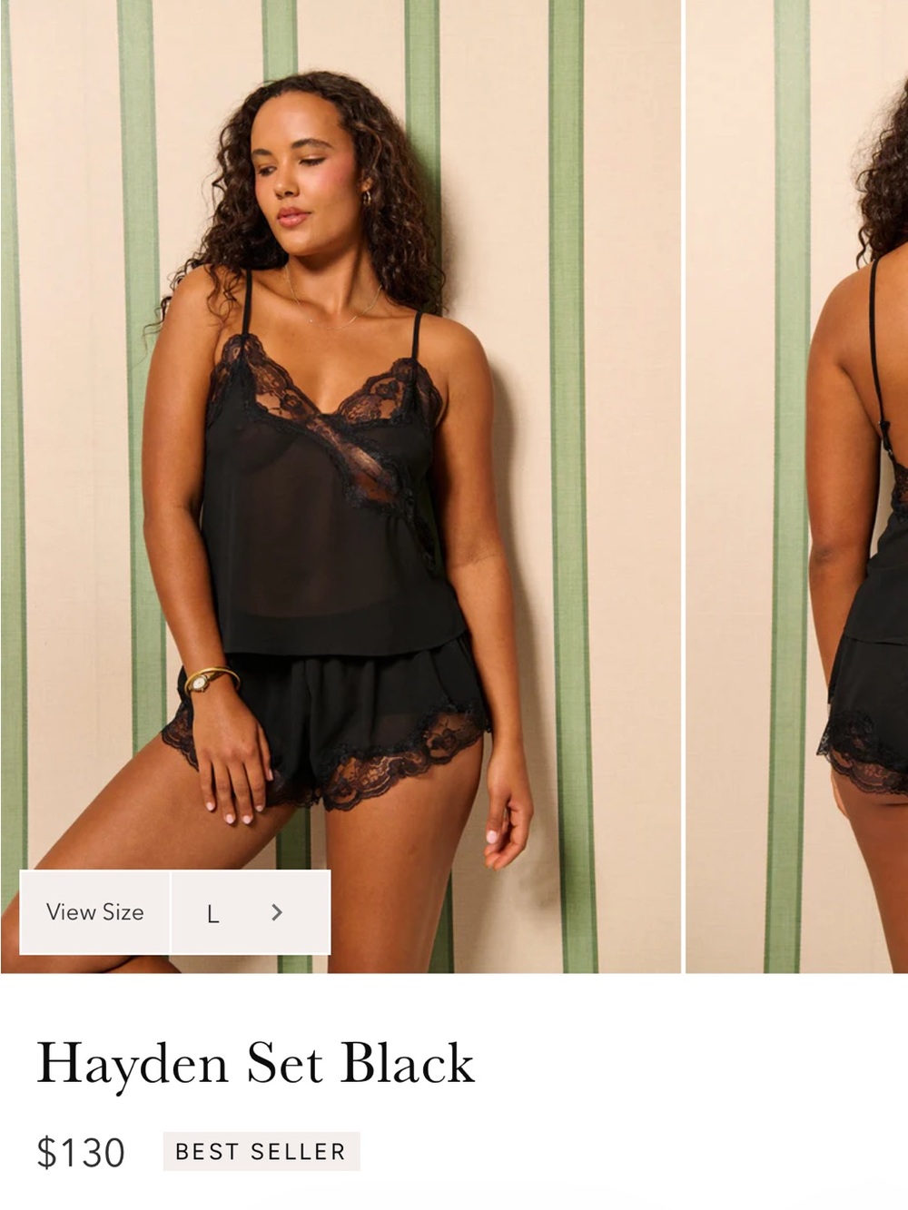 Black Lace Trim Sheer Camisole & Short Sleep Set